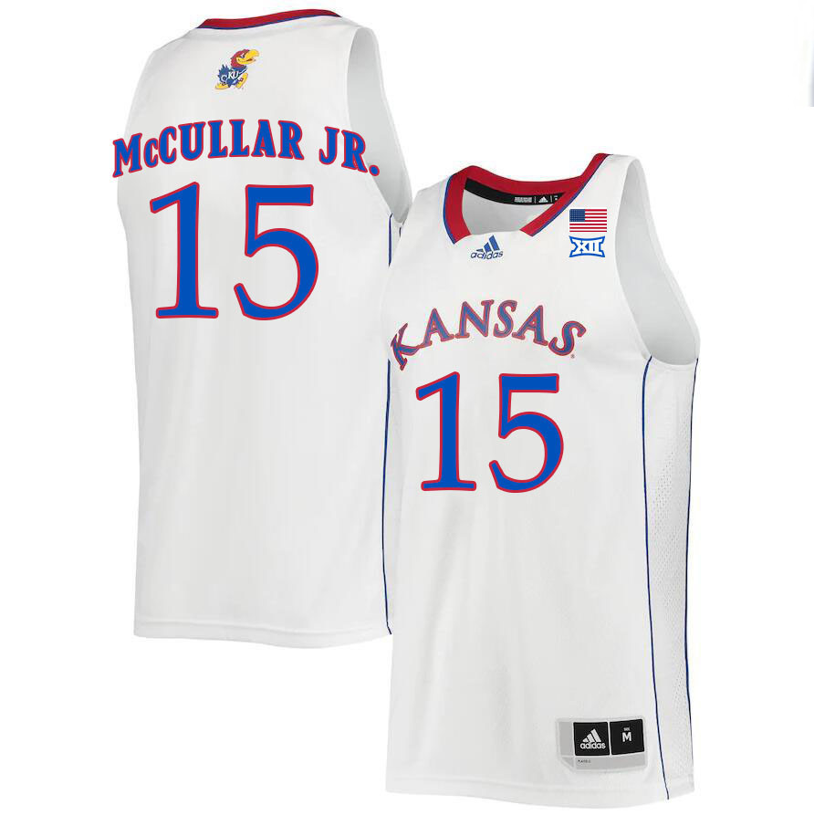 Men #15 Kevin McCullar Jr. Kansas Jayhawks College Basketball Jerseys Stitched Sale-White